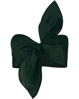 ANDRES OTALORA Suspiro Tie-Detailed Silk Organza Crop Top - Green