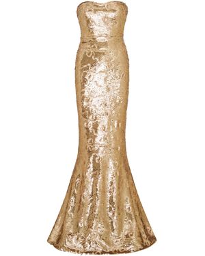 LoveShackFancy Sencha Strapless Sequined Gown - Natural