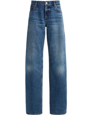 Brandon Maxwell The Lana Pleated Mid-Rise Wide-Leg Jeans - Blue
