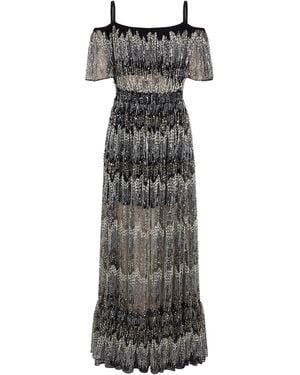 Rabanne Embroidered Tulle Maxi Dress - Gray