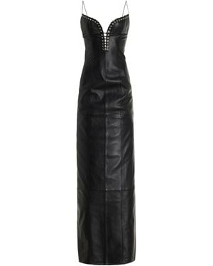 Ludovic de Saint Sernin Exclusive Lace-up Leather Bustier Maxi Dress - Black