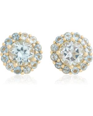 Jamie Wolf 18K Small Topaz And Aquamarine Earrings - Blue