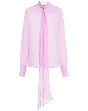 LAQUAN SMITH Tie-Detail Silk-Blend Top - Pink