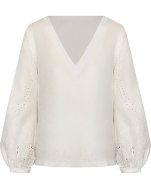 ANDRES OTALORA Una Vista Eyelet Linen Top - White