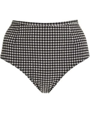 Posse Piper High-waisted Gingham Bikini Bottom - Black