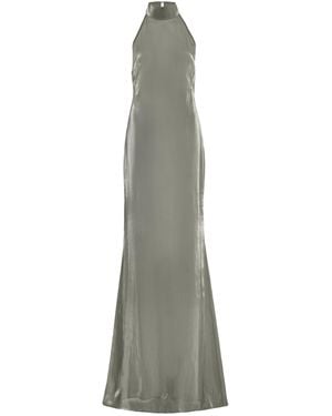 LAPOINTE Open Back Metallic Organza Halter Gown