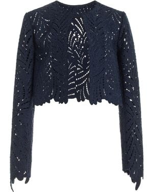 Oscar de la Renta Cutout Wool-tweed Jacket - Blue