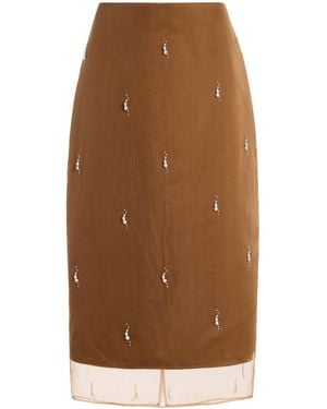 Rohe Pearl-Embellished Silk-Organza Skirt - Brown