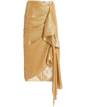Michael Kors Asymmetric Georgette Lamé Midi Skirt - Metallic