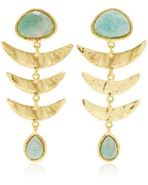 Sylvia Toledano Happy Fish Golden Brass Amazonite Earrings - Metallic