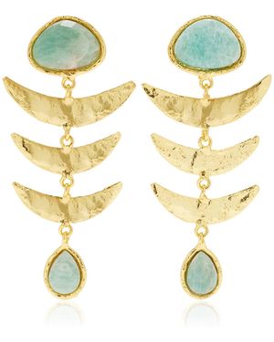 Sylvia Toledano Happy Fish Golden Brass Amazonite Earrings - Metallic