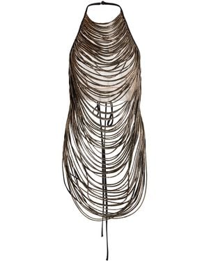 Zuhair Murad Beaded Fringes Top - Black