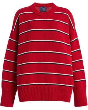 With Nothing Underneath Exclusive Cornwall Striped Cotton Jumper - Red