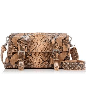 Dries Van Noten Python-Effect Leather Satchel Bag - Pink