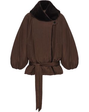 Magda Butrym Faux-Fur Trimmed Silk Jacket - Brown