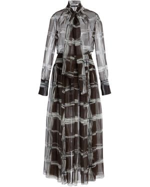 Oscar de la Renta Silk Chiffon Maxi Shirt Dress - Multicolour