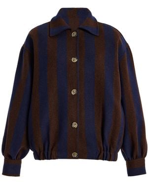La Veste Striped Wool Bomber Jacket - Blue