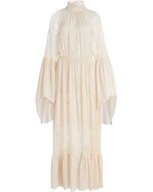Zuhair Murad Lace-Detailed Silk-Georgette Dress - Natural