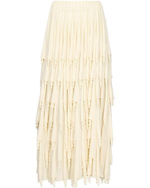 Alaïa Layered Wool-Blend Maxi Skirt - Natural
