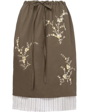 DES_PHEMMES Embellished Cotton Knee-Length Skirt - Brown