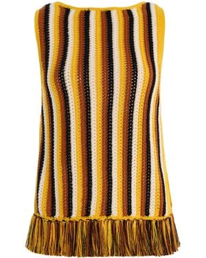 Escvdo Misti Fringed Crocheted Cotton Top - Multicolour