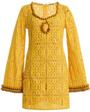 Alexis Soleya Cotton-Blend Lace Mini Dress - Yellow