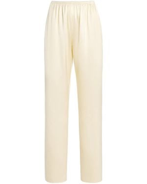 Brandon Maxwell Cress Cropped Silk Trousers - Natural