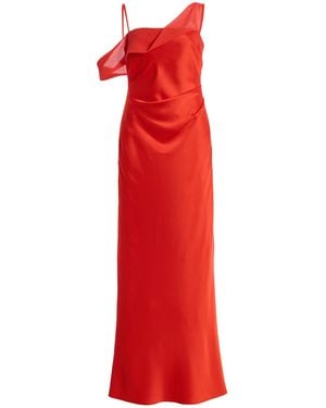 Significant Other Exclusive Devlyn Asymmetric Satin Maxi Dress - Red