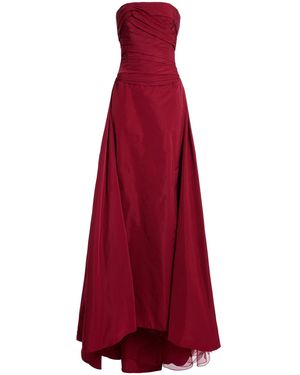 Zuhair Murad Faille Strapless Draped Long Dress - Red