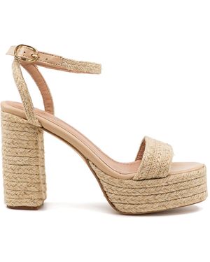 Andrea Gomez Becka Raffia Platform Sandals - Natural
