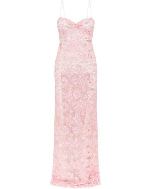LoveShackFancy Ciona Embellished Knit Maxi Dress - Pink