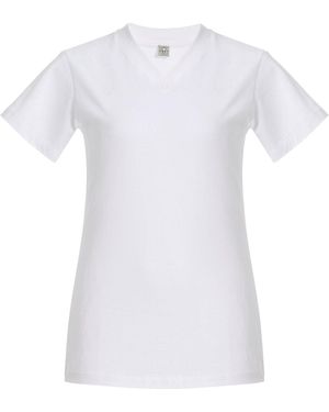 TOTEME V-Neck Cotton T-Shirt - White