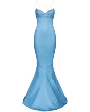 Ludovic de Saint Sernin Cotton Maxi Mermaid Dress - Blue