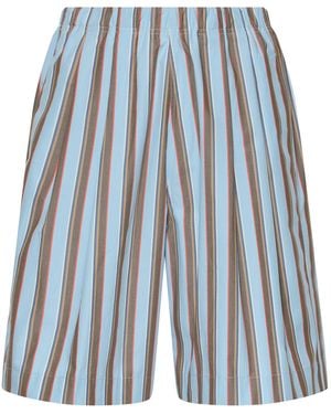 OSSOU Celeste Wide-Leg Cotton Shorts - Blue
