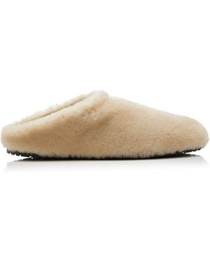 Prada Shearling Mules - White