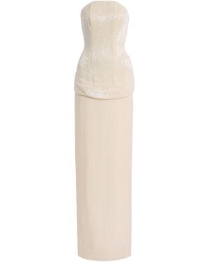 Wiederhoeft Floor-Length Julie Gown With Glass Cut Beading Embroidery - White