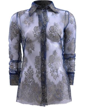 Francesca Miranda Arena Sheer Blouse - Blue