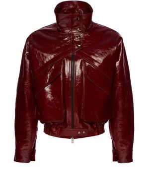 Magda Butrym Cropped Patent Leather Jacket - Red