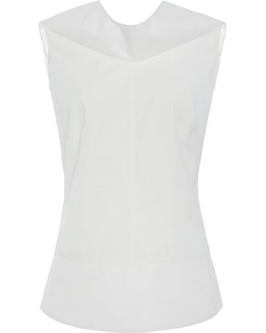 Brandon Maxwell The Bowie Draped Cotton Poplin Top - White