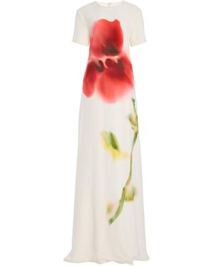 Monique Lhuillier Printed Satin Maxi Dress - Multicolour