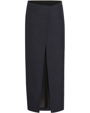 KHAITE Tal Split Linen Skirt - Black