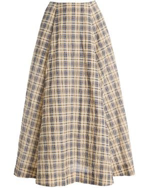 BERNADETTE Kennedy Cotton-Blend Checked Midi Skirt - Natural