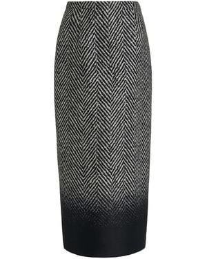 Givenchy Herringbone-Check Wool-Blend Midi Skirt - Gray