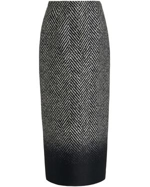 Givenchy Herringbone-Check Wool-Blend Midi Skirt - Grey