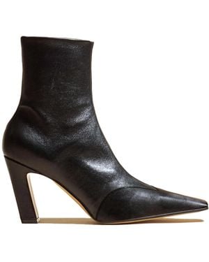 KHAITE Nevada Leather Ankle Boots - Black