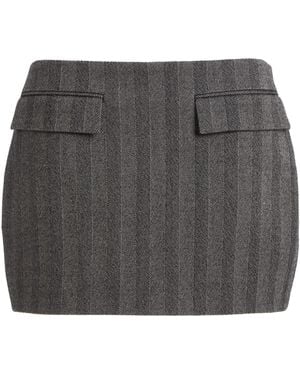Ferragamo Herringbone Stretch-Wool Mini Skirt - Black