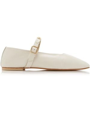 Frēda Salvador Jane Embellished Leather Ballet Flats - White