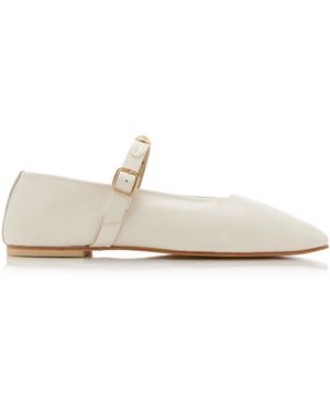 Frēda Salvador Jane Embellished Leather Ballet Flats - White