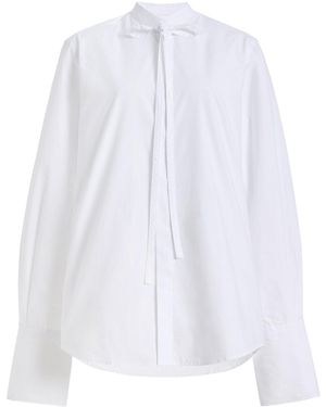 With Nothing Underneath Exclusive The Boyfriend Cotton Bow-Tie Shirt - White