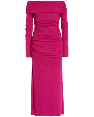 Carolina Herrera Ruched Off-the-shoulder Jersey Midi Dress - Pink